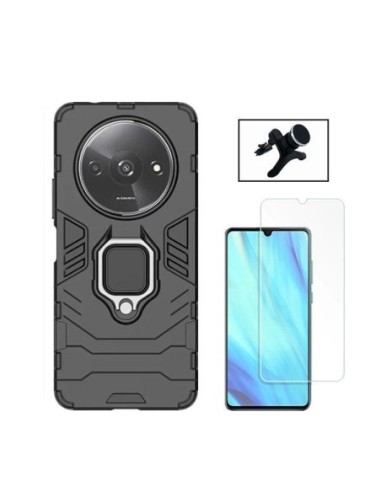 Kit Vidro Temperado ClearGlass + Capa 3X1 Military Defender + Suporte Reforçado para Xiaomi Redmi A3 - Preto