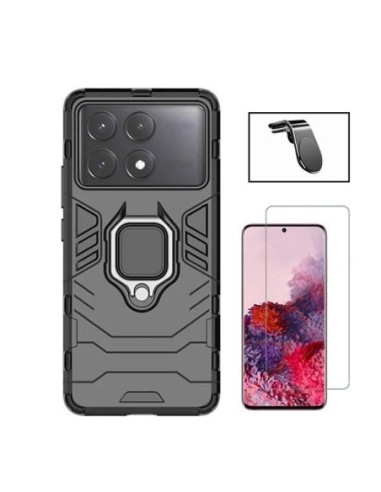 Kit Vidro Temperado ClearGlass + Capa 3X1 Military Defender + Suporte L para Xiaomi Poco X6 Pro - Preto