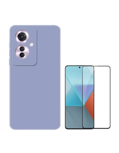 Kit Película de Vidro Temperado 5D Full Cover + Capa Silicone Líquido Phonecare para Oppo Reno11 F - Roxo