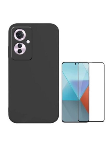 Kit Película de Vidro Temperado 5D Full Cover + Capa Silicone Líquido Phonecare para Oppo Reno11 F - Preto