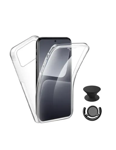 Kit Capa 360° Impact Protection + 1 GripHolder + 1 Suporte  Para Xiaomi Poco X6 pro - Transparente/Preto