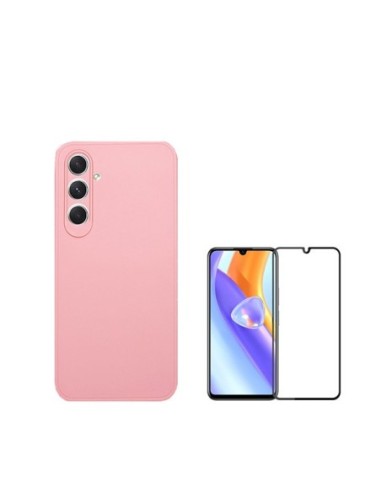 Kit Película de Vidro Temperado 5D Full Cover + Capa Silicone Líquido Phonecare para Samsung Galaxy M15 - Rosa