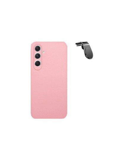 Kit Suporte Magnético L Safe Driving Carro + Capa Silicone Líquido Phonecare para Samsung Galaxy M15 - Rosa