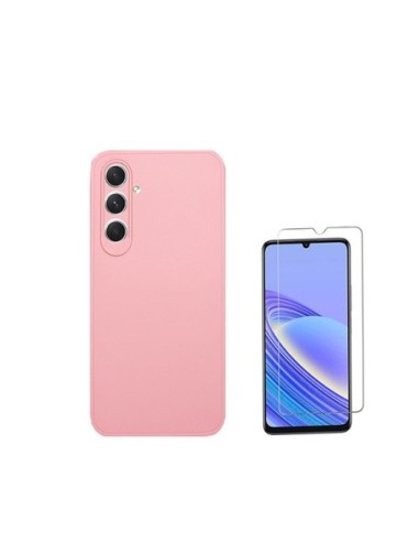 Kit Vidro Temperado ClearGlass + Capa Silicone Líquido Phonecare para Samsung Galaxy M15 - Rosa