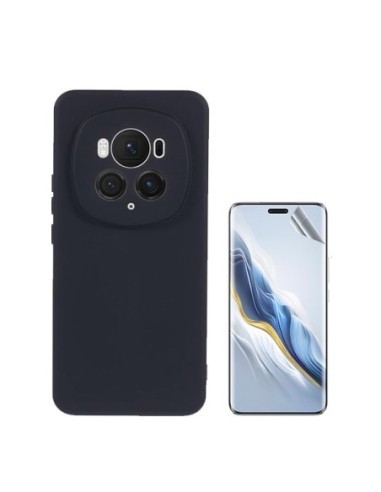 Kit Película Hydrogel Full Cover Frente + Capa Silicone Líquido Phonecare para Honor Magic6 Pro - Preto