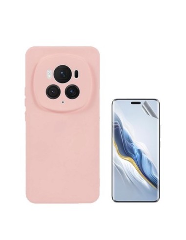 Kit Película Hydrogel Full Cover Frente + Capa Silicone Líquido Phonecare para Honor Magic6 Pro - Rosa