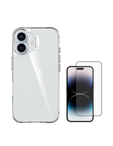 Kit Capa SuperProtect + Vidro Premium Full Cover Para Apple iPhone 16 - Transparente