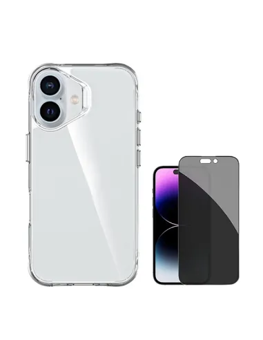 Kit Capa SuperProtect + Película de Vidro Anti-Spy  Para Apple iPhone 16 - Transparente