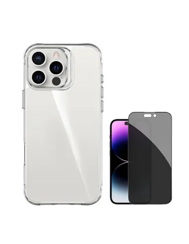 Kit Capa SuperProtect + Película de Vidro Anti-Spy  Para Apple iPhone 16 Pro - Transparente