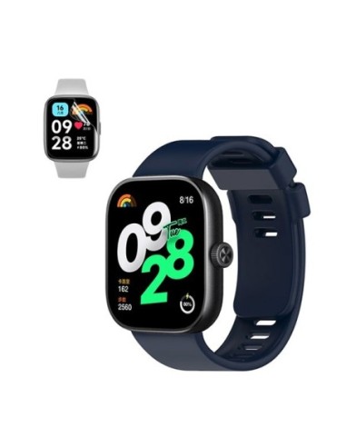 Kit Bracelete Smoothsilicone + Película de Hydrogel Compativel Com Xiaomi Redmi Watch 4 - Azul Escuro