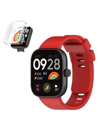 Kit Capa Anti-Impacto + Bracelete Smoothsilicone Phonecare Compativel Com Xiaomi Redmi Watch 4 - Vermelho