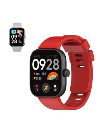 Kit Bracelete Smoothsilicone + Película de Hydrogel Phonecare Compativel Com Xiaomi Redmi Watch 4 - Vermelho