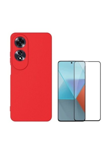 Kit Película de Vidro Temperado 5d Full Cover + Capa Silicone Líquido Phonecare Compativel Com Oppo A60 - Vermelho