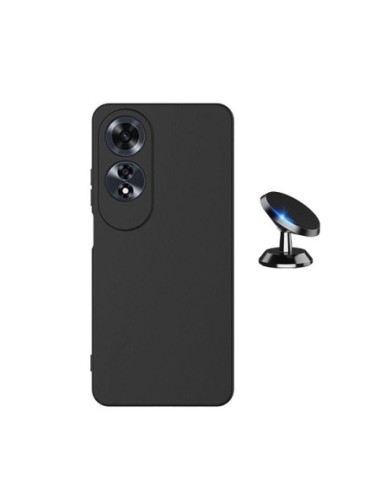 Kit Suporte Magnético de Carro + Capa Silicone Líquido Phonecare Compativel Com Oppo A60 - Preto