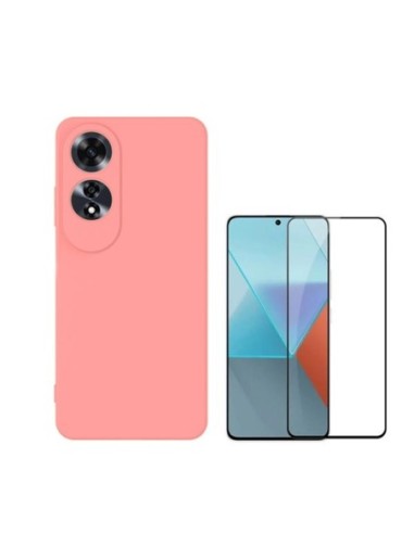 Kit Película de Vidro Temperado 5d Full Cover + Capa Silicone Líquido Phonecare Compativel Com Oppo A60 - Rosa