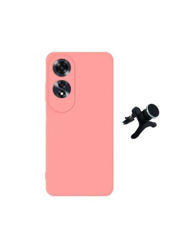 Kit Suporte Magnético Reforçado de Carro + Capa Silicone Líquido Phonecare Compativel Com Oppo A60 - Rosa