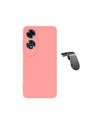 Kit Suporte Magnético L Safe Driving Carro + Capa Silicone Líquido Phonecare Compativel Com Oppo A60 - Rosa