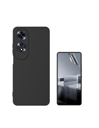 Kit Película Hydrogel Full Cover Frente + Capa Silicone Líquido Phonecare Compativel Com Oppo A60 - Preto