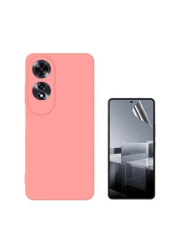 Kit Película Hydrogel Full Cover Frente + Capa Silicone Líquido Phonecare Compativel Com Oppo A60 - Rosa