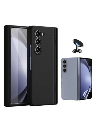 Kit Película Hydrogel Frente + Capa Silicone Líquido + Suporte de Carro Compativel Com Samsung Galaxy Z Fold6 - Preto