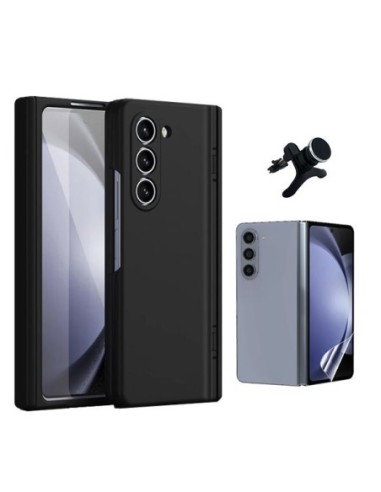 Kit Película Hydrogel Frente + Capa Silicone Líquido + Suporte Reforçado Compativel Com Samsung Galaxy Z Fold6 - Preto