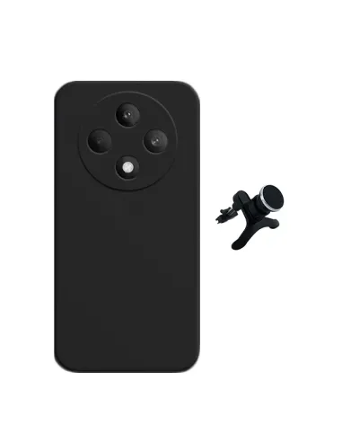 Kit Suporte Magnético Reforçado + Capa Silicone Líquido  Para Oppo Reno12 FS 4G - Preto