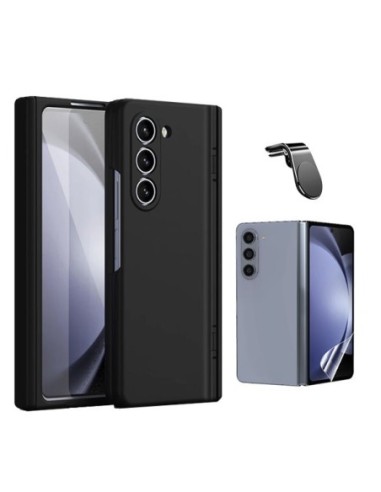 Kit Película Hydrogel Frente + Capa Silicone Líquido + Suporte L Compativel Com Samsung Galaxy Z Fold6 - Preto