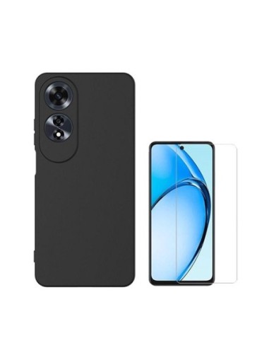 Kit Vidro Temperado Clearglass + Capa Silicone Líquido Phonecare Compativel Com Oppo A60 - Preto