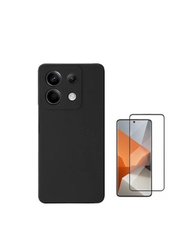 Kit Película de Vidro Temperado 5d + Capa Silicone Líquido Compativel Com Xiaomi Redmi Note 13 Pro 4G - Preto