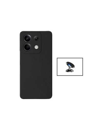 Kit Suporte Magnético de Carro + Capa Silicone Líquido Phonecare Compativel Com Xiaomi Redmi Note 13 Pro 4G - Preto