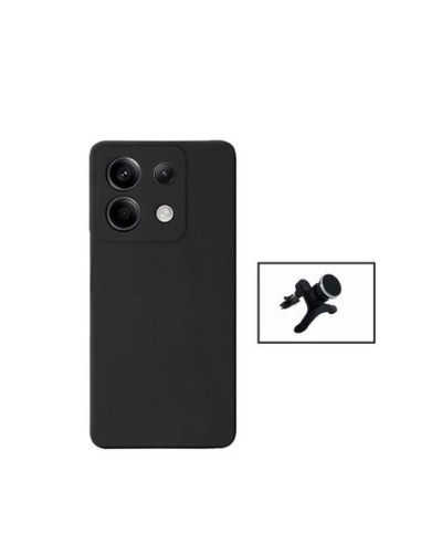 Kit Suporte Reforçado + Capa Silicone Líquido Compativel Com Xiaomi Redmi Note 13 Pro 4G - Preto