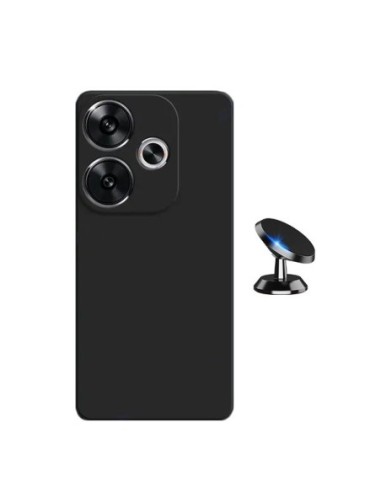 Kit Suporte Magnético de Carro + Capa Silicone Líquido Phonecare Compativel Com Xiaomi Poco F6 - Preto