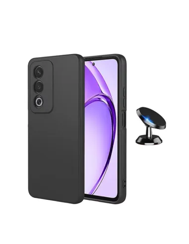 Kit Suporte Magnético + Capa Silicone Líquido  Para Oppo A80 5G - Preto