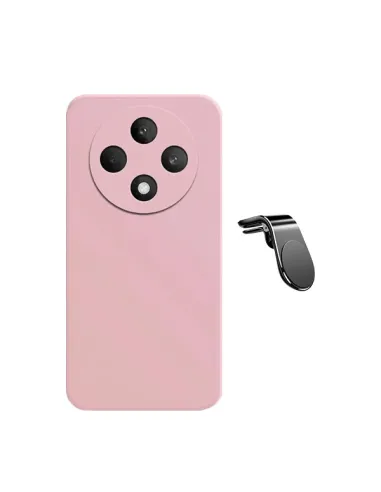 Kit Suporte Magnético L + Capa Silicone Líquido  Para Oppo Reno12 F 4G - Rosa