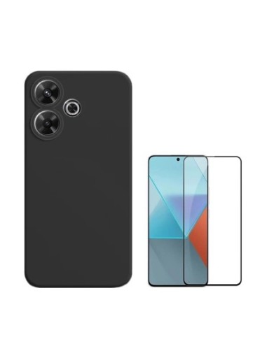 Kit Película de Vidro Temperado 5d Full Cover + Capa Silicone Líquido Phonecare Compativel Com Xiaomi Redmi 13 - Preto