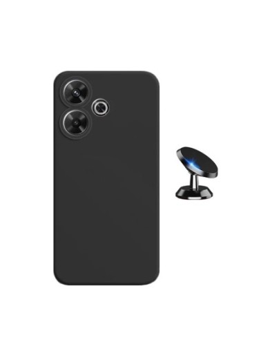 Kit Suporte Magnético de Carro + Capa Silicone Líquido Phonecare Compativel Com Xiaomi Redmi 13 - Preto