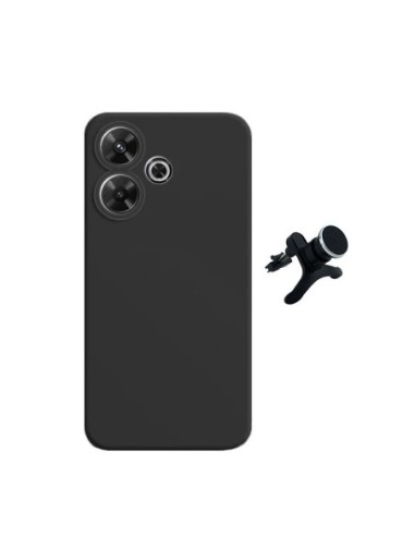 Kit Suporte Magnético Reforçado de Carro + Capa Silicone Líquido Phonecare Compativel Com Xiaomi Redmi 13 - Preto