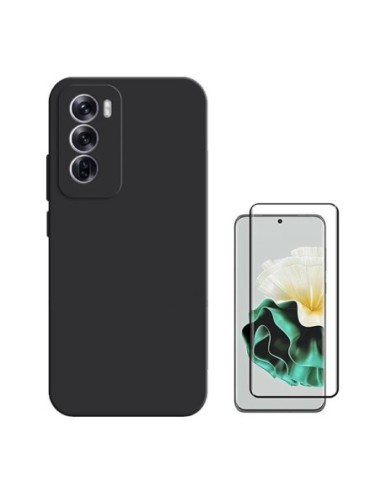 Kit Película de Vidro Temperado 5d Full Cover + Capa Silicone Líquido Phonecare Compativel Com Oppo Reno12 - Preto