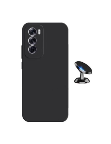 Kit Suporte Magnético de Carro + Capa Silicone Líquido Phonecare Compativel Com Oppo Reno12 - Preto