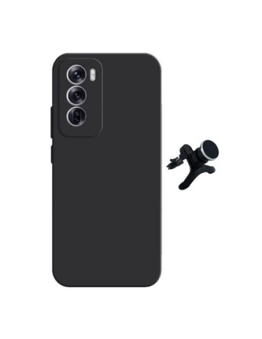 Kit Suporte Magnético Reforçado de Carro + Capa Silicone Líquido Phonecare Compativel Com Oppo Reno12 Pro - Preto