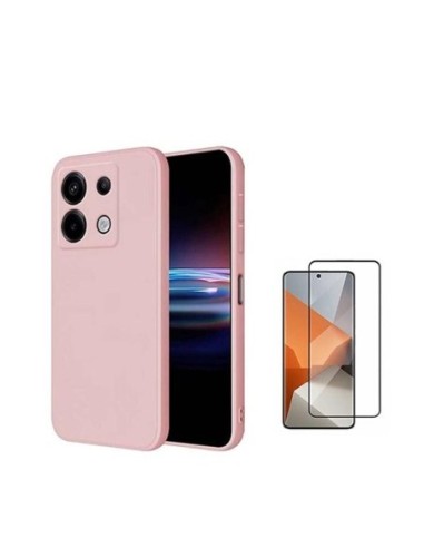 Kit Película de Vidro Temperado 5d + Capa Silicone Líquido Compativel Com Xiaomi Redmi Note 13 Pro 4G - Rosa