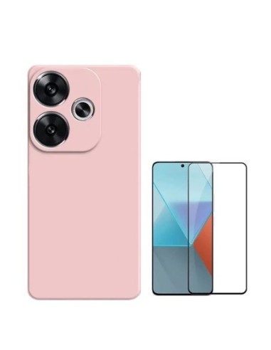 Kit Película de Vidro Temperado 5d Full Cover + Capa Silicone Líquido Phonecare Compativel Com Xiaomi Poco F6 - Rosa