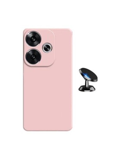 Kit Suporte Magnético de Carro + Capa Silicone Líquido Phonecare Compativel Com Xiaomi Poco F6 - Rosa