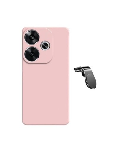 Kit Suporte Magnético L Safe Driving Carro + Capa Silicone Líquido Phonecare Compativel Com Xiaomi Poco F6 - Rosa