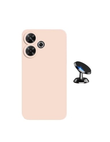 Kit Suporte Magnético de Carro + Capa Silicone Líquido Phonecare Compativel Com Xiaomi Redmi 13 - Rosa