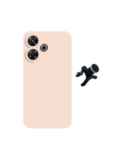 Kit Suporte Magnético Reforçado de Carro + Capa Silicone Líquido Phonecare Compativel Com Xiaomi Redmi 13 - Rosa