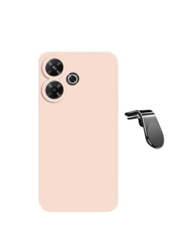 Kit Suporte Magnético L Safe Driving Carro + Capa Silicone Líquido Phonecare Compativel Com Xiaomi Redmi 13 - Rosa