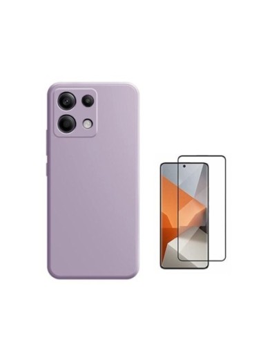 Kit Película de Vidro Temperado 5d + Capa Silicone Líquido Compativel Com Xiaomi Redmi Note 13 Pro 4G - Roxo