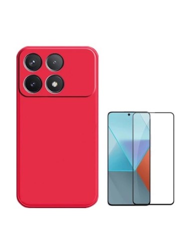 Kit Película de Vidro Temperado 5d Full Cover + Capa Silicone Líquido Phonecare Compativel Com Xiaomi Poco F6 Pro - Vermelho