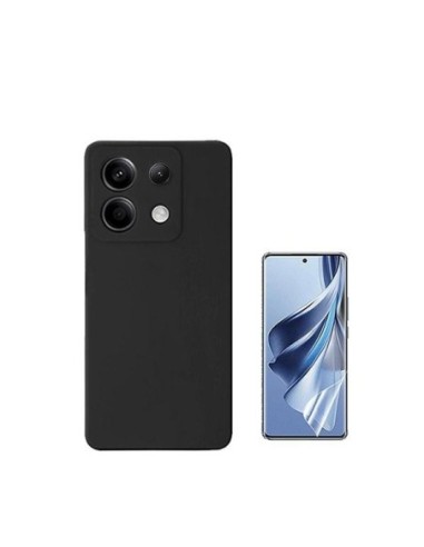 Kit Película Hydrogel Full Cover Frente + Capa Silicone Líquido Phonecare Compativel Com Xiaomi Redmi Note 13 Pro 4G - Preto